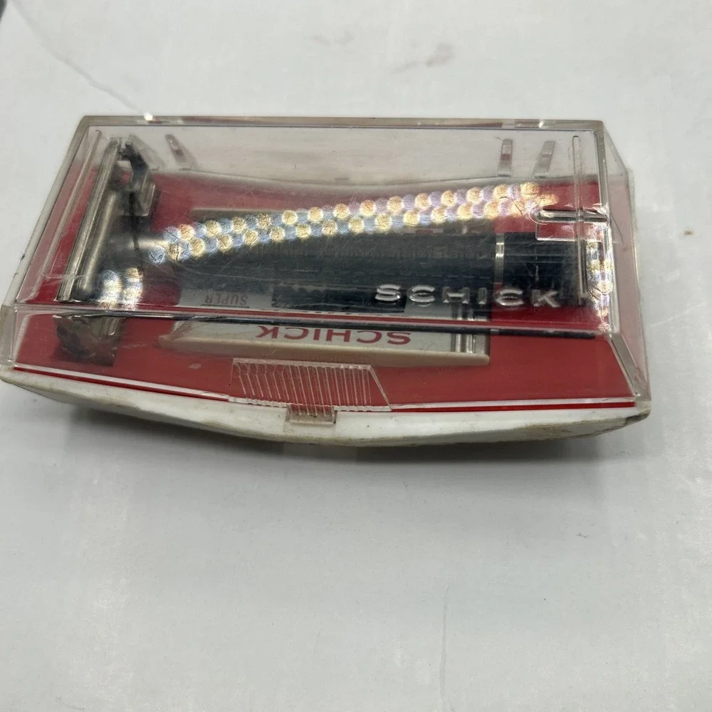 Vintage 1960's Schick Krona Safety Razor, DE, Super Speed, Black Flared Handle